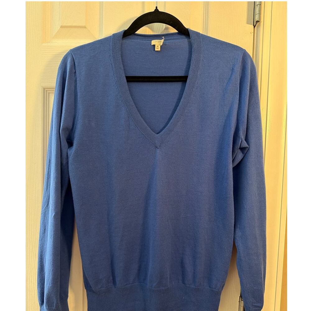 J. Crew Cobalt Blue 100% Cotton V neck sweater Size M